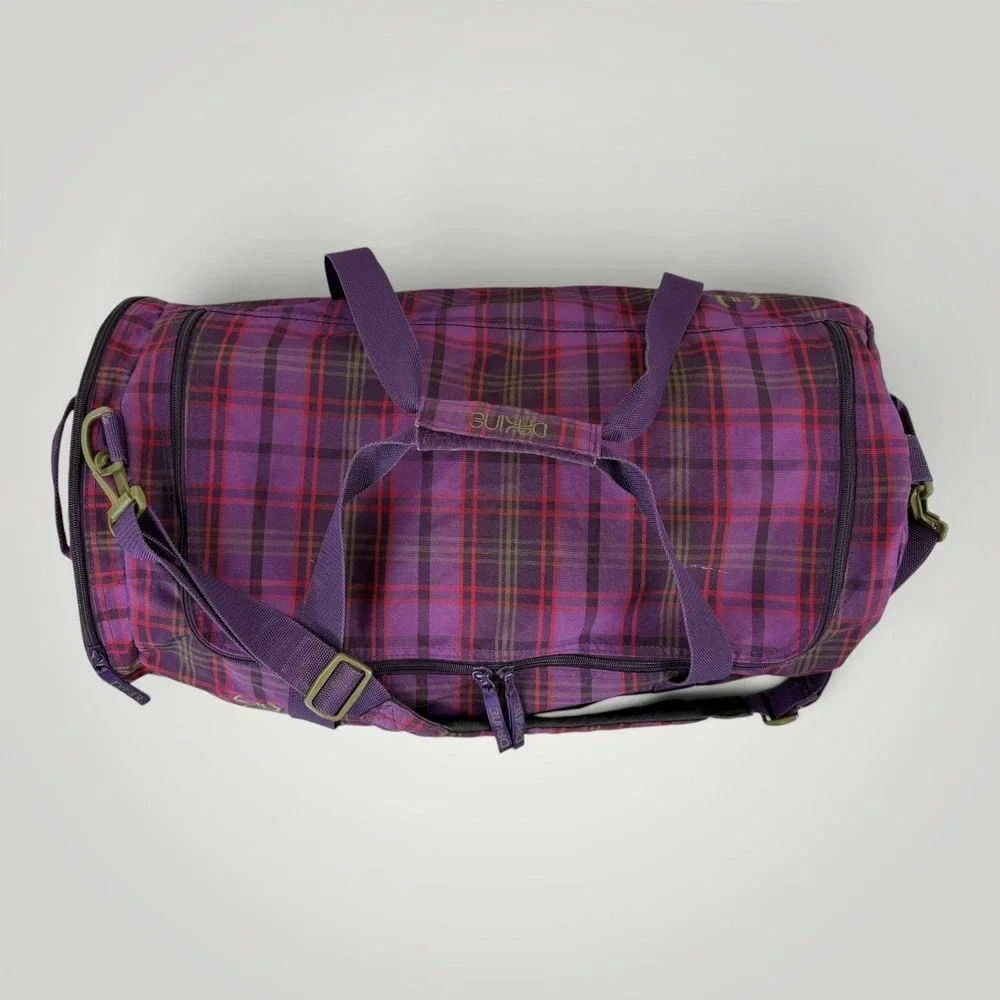 Dakine EQ Large Duffel Bag 26 Purple Plaid Travel Gym Overnight Bag